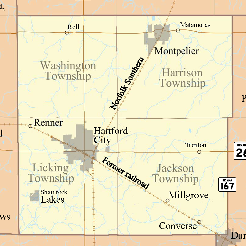 Hartford City Indiana Map Blackford County Townships & Maps