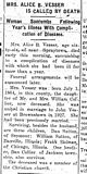 Alice Collier' Obit (wife of George Holman)