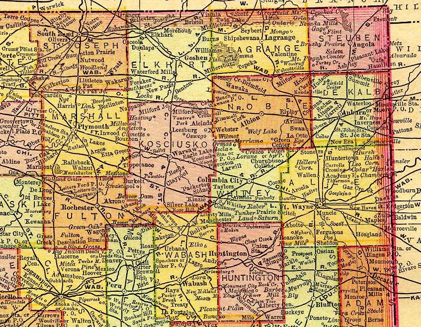 Map Of Northern Indiana Northern Indiana 1895 Map