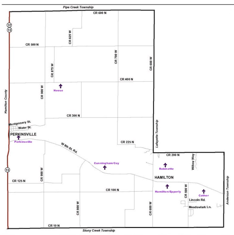 Jackson Township map with pioneer cemetery links